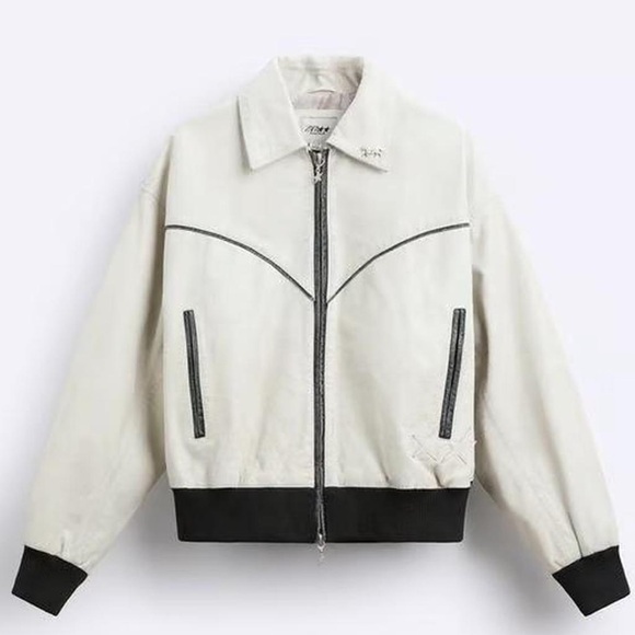 Zara Other - Zara White and Black Bomber Jacket